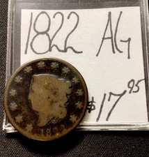 1822 Large Cent Coronet Head AG! ENN Coins
