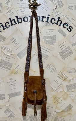 Simon Camille Crossbody Bag Embroidered Adjustable Strap Fringes Suede Brown NEW