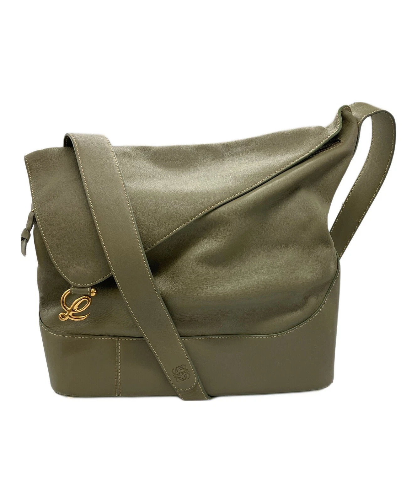 Loewe — Loewe Leather Shoulder Bag Green #TFB4610