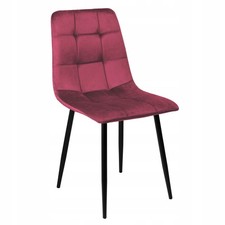 Modern Ruby Red Velour Dining Chair Square Loft Style
