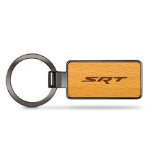 Dodge Jeep SRT Logo Laser Engraved Maple Wood Gunmetal Frame Case Key Chain