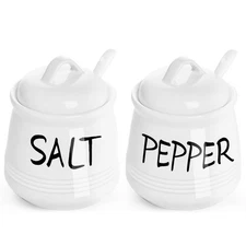 Salt and Pepper Bowls with Lid and Spoon -12 oz Ceramic Salt and Pepper Cella...