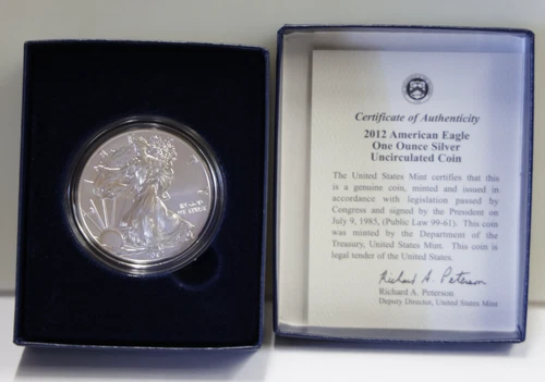 2012 W Burnished US  Silver Eagle $1 Original Box/Coa...