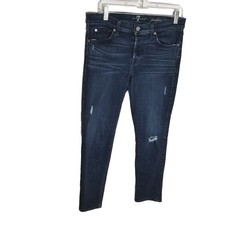 7 for All Mankind Josefina Jeans Women's 29 Skinny Boyfriend Button Fly Distress