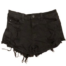 KANCAN SIZE 28 BLACK DENIM DISTRESSED JEAN SH...