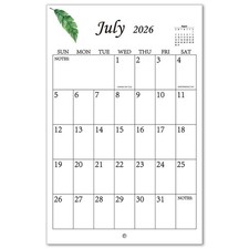 Large Wall Calendar 2026-2027 23" x 15" -Jun. 2026 - Dec. 2027 Green