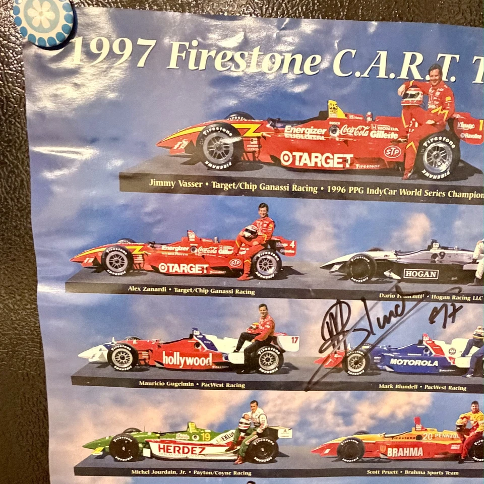 1997 ChampCar CART IndyCar PPG Firestone Signed Poster Franchitti Moore Zanardi - Image 3 of 3