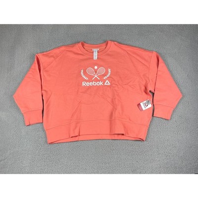 Reebok Women's XXXL Pink Long Sleeve Cotton Polyester Prep Crewneck Sweatshirt