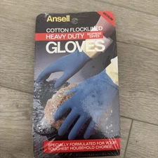 Vintage Ansell Latex Gloves Medium Cotton Flocklined Blue Film Prop 80’s 90’s
