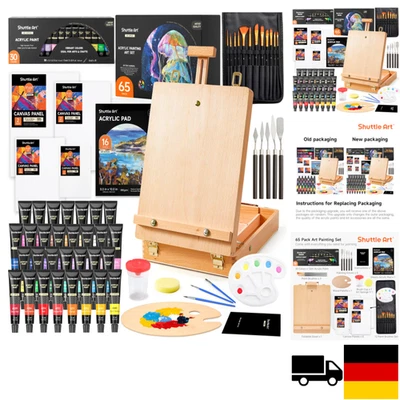 Shuttle Art 65 teiliger professioneller Malkoffer mit Tischstaffelei, 30