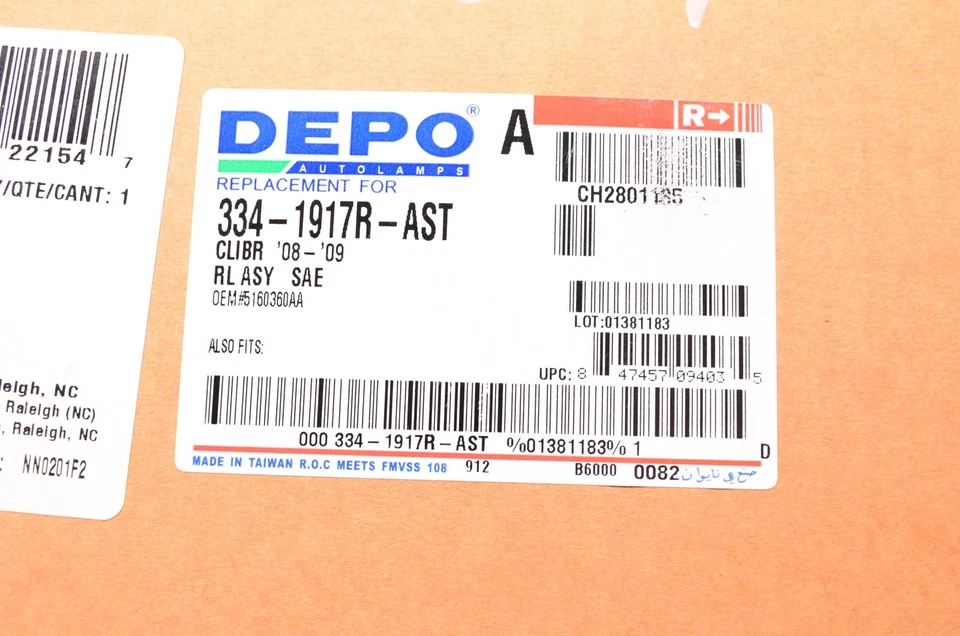 Luz trasera lateral del pasajero DEPO 334-1917R-AST para Dodge Caliber 08-10 Nuevo de Lote Antiguo Foto 3 de 3