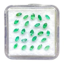 23 Pcs Natural Colombian Emerald 3-3.40mm Marquise Cut Untreated Gemstones Lot