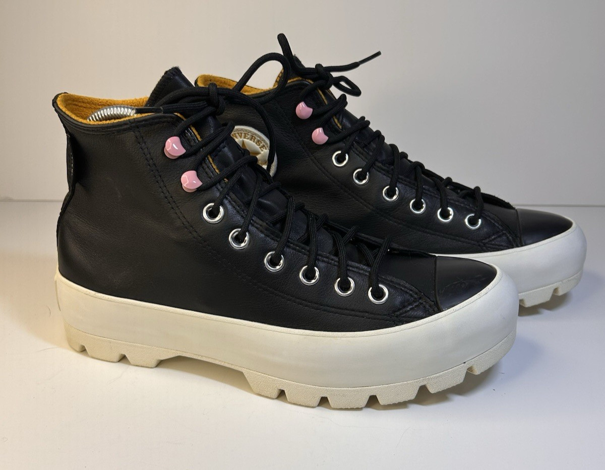Converse Women's Chuck Taylor Lugged Hi Black leather & Gore-Tex Boots Size 9.5