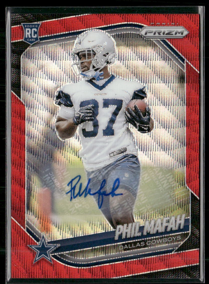 2025 Panini Prizm #378 Phil Mafah Prizm Rookie Autographs Red Wave #/149