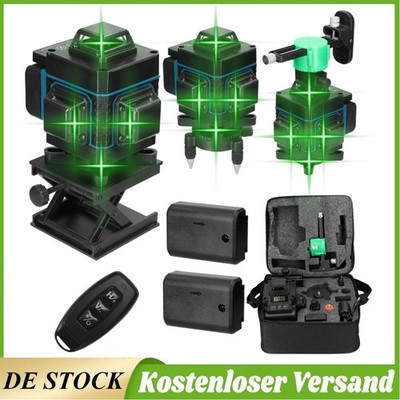 4D 16 Linien Laser Level Strahl Linienlaser Fliesenboden Laserwerkzeug mit 2Akku