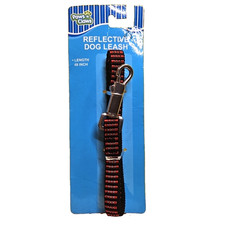 NWT PAWS N CLAWS Reflective Braided Dog Leash 48 in Length Red  Black w/Blue