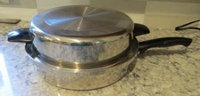 VINTAGE WEST BEND KITCHEN CRAFT STAINLESS STEEL 11" SKILLET & HIGH DOME LID