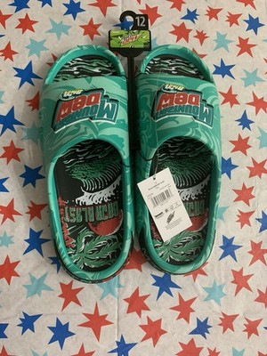 *LAST PAIR* Mountain Dew Baja Blast Slides Teal Men's Size 12 MNT DEW BAJA BLAST