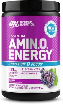 Optimum Nutrition Amino Energy Powder Plus Focus, with BCAA, Electrolytes, and C