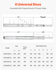 Drawer Slides, 20 inch, Drawer Track Runners for Kitchen DIY Replacement