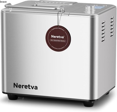 Neretva Bread Maker, 20-IN-1 2LB Bread Machine Dual Heater Bread Maker, Sliver