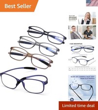 Versatile Rectangle Reading Glasses - Blue Light UV Protection - 4 Colors