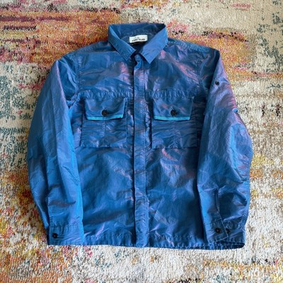 STONE ISLAND NYLON METAL WEFT OVERSHIRT BLUE/PINK SIZE XL