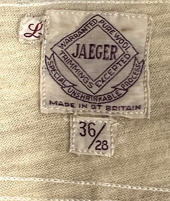 RARE Jaeger British Wool Long John Underwear Mens WW1 Button Fly