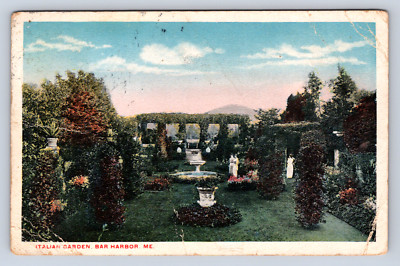 Vintage Postcard Italian Garden Bar Harbor Maine