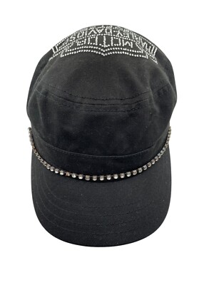HARLEY-DAVIDSON Motorcycles Womens Black Rhinestone Logo Pageboy Hat Adjustable