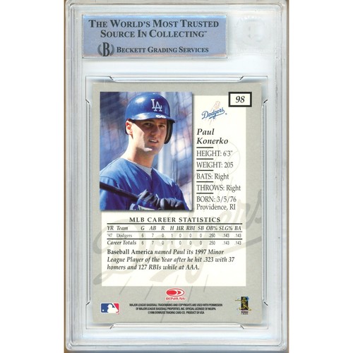 1998 Donruss Elite #98 Paul Konerko Signed Card AUTO Beckett BAS Slabbed Dodgers - Picture 2 of 5