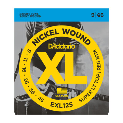 D'Addario EXL125 Nickel Wound Electric Guitar Strings, Super Light Top/ Regular 
