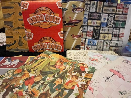 GRAN LOTE Papel de Envoltura de Regalo Vintage Día del Padre Cumpleaños - Imagen 3 de 15