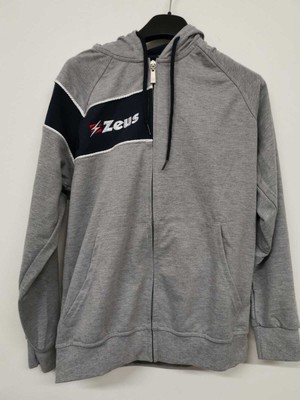 FELPA ZEUS CON CAPPUCCIO ZIP TUTA GRIGIO BLU RELAX CLIO SPORTIVA PALESTRA  CORSA | eBay