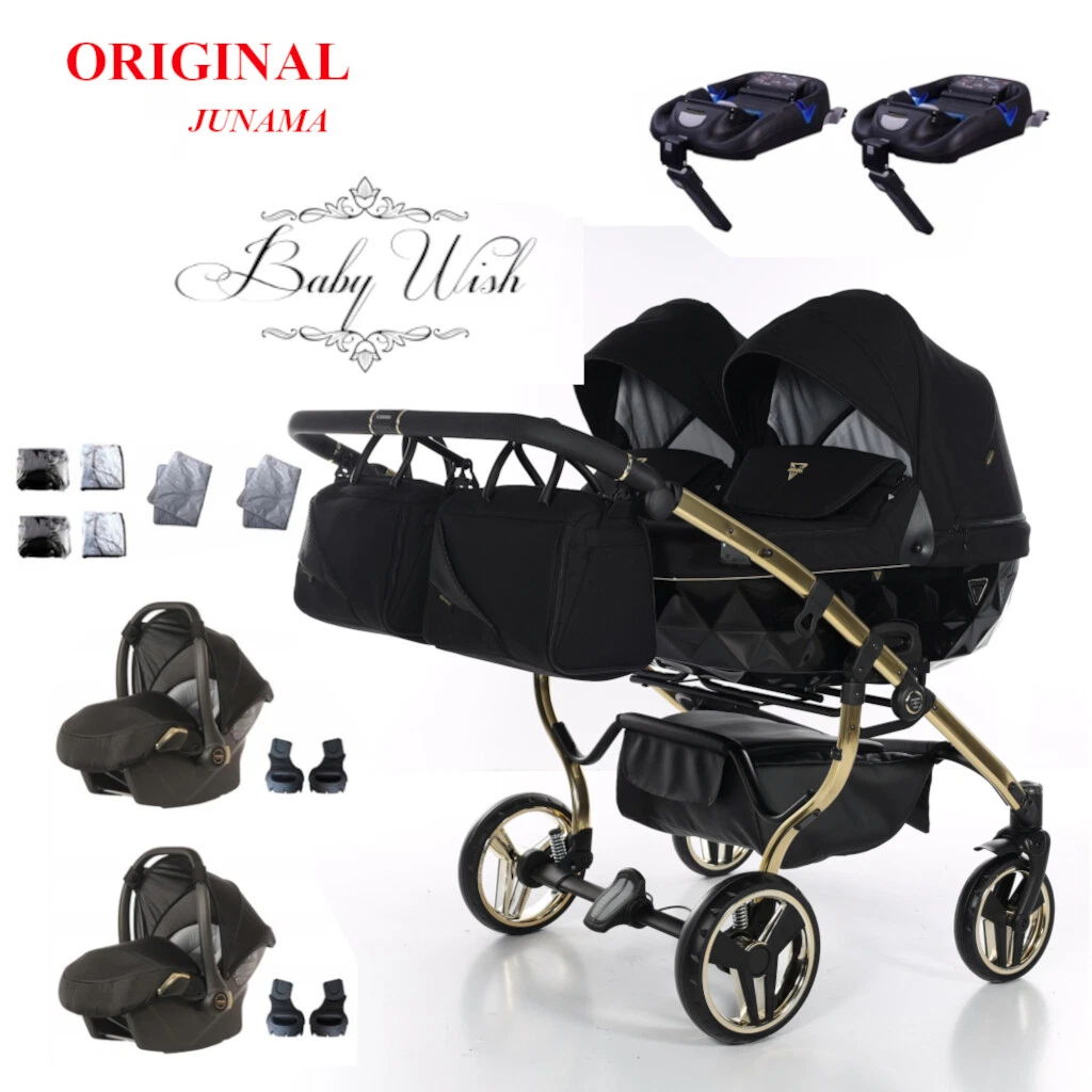 JUNAMA DIAMOND S-LINE DUO V2 BABY STROLLER TWIN PRAM 2in1, 3in1 ISOFIX BASE