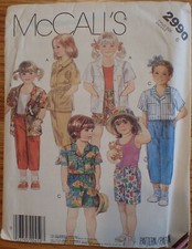 Children's Vintage McCall's Shorts/Pants/Top Size 6 Pattern 2990