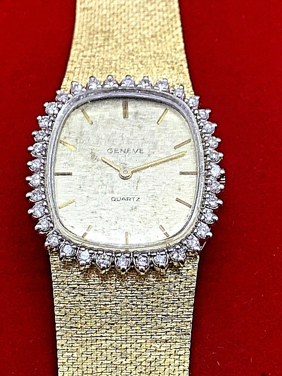 Geneve 14K Yellow Gold Watch With Diamonds | eBay