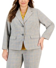 Kasper Women's Plus Size Two-button Plaid Blazer (honeycomb Multi, 18w)