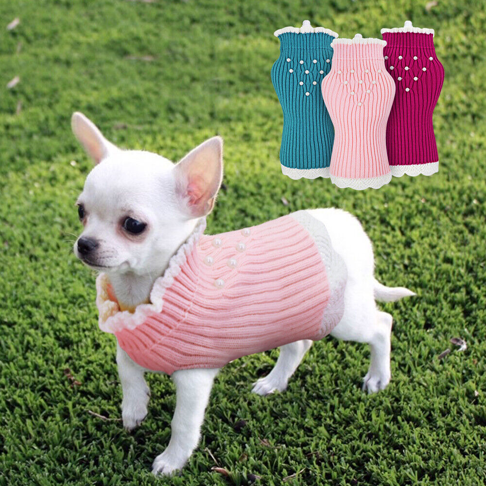 Cute Dog Sweater for Small Dog Cat Winter Clothes Lace Girl/Female Dog  Jumper