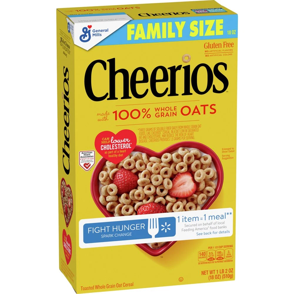 Original Cheerios Heart Healthy Cereal, 18 OZ Family Size Cereal Box | eBay