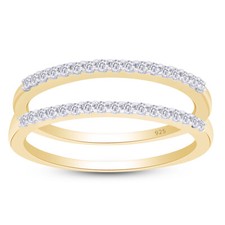 1/4 Ct Round Simulated Diamond Enhancer Guard Ring Sterling Silver 925