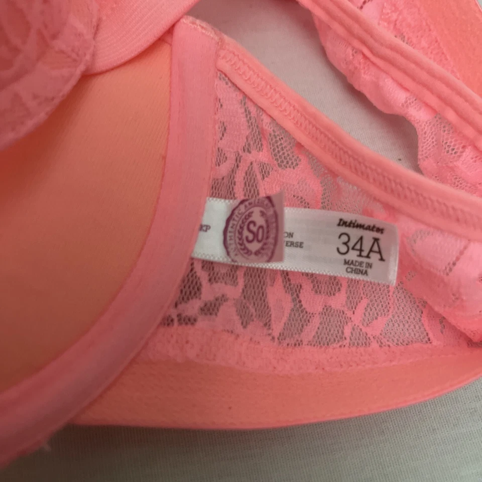 Lot Of 2 So /M 34A Underwire Convertible T-Shirt Pink Blue White Stripes - Image 4 of 4