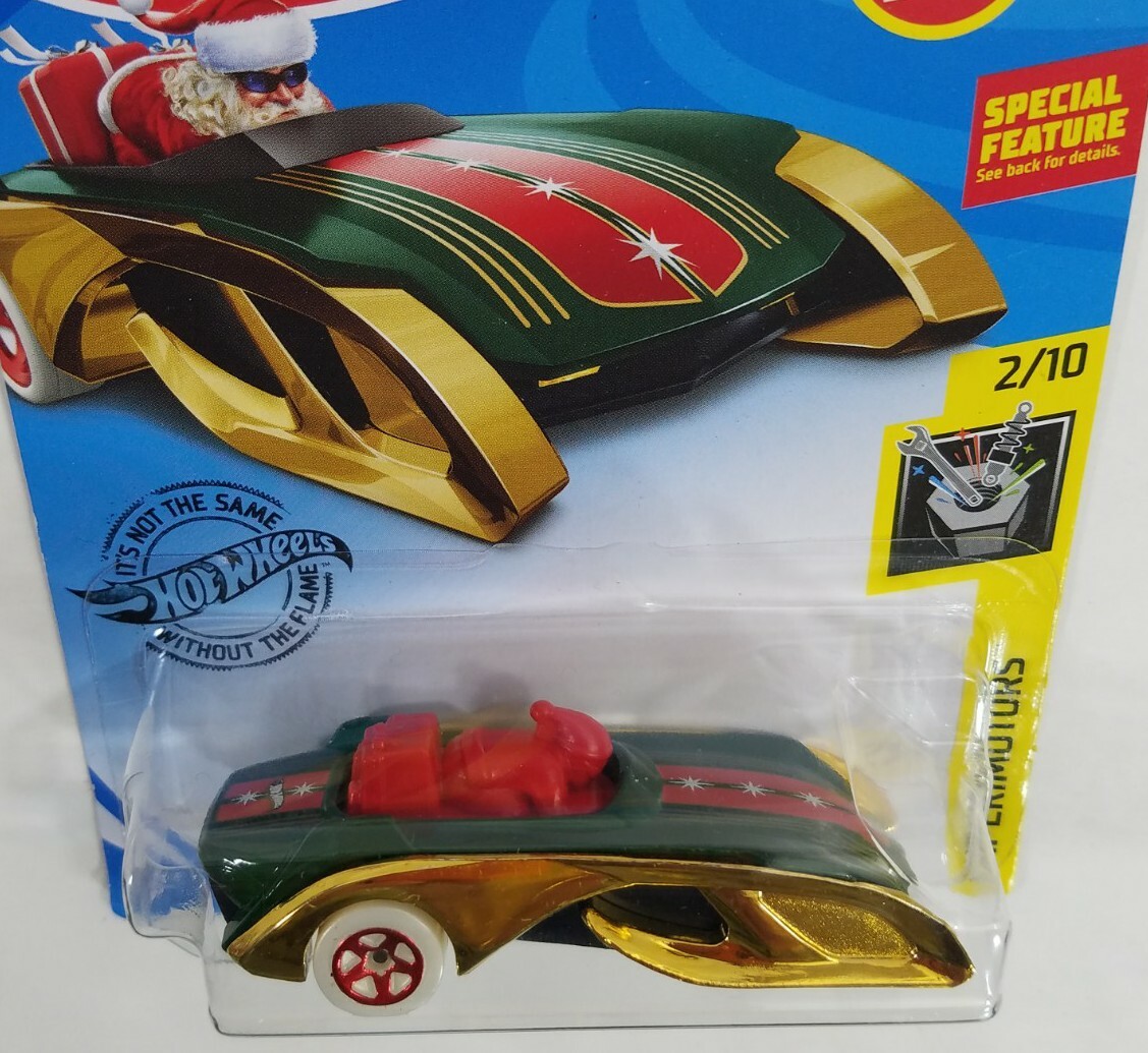 Hot Wheels EXPERIMOTORS Rockin' Santa Sled Red Green Gold 2/10 or