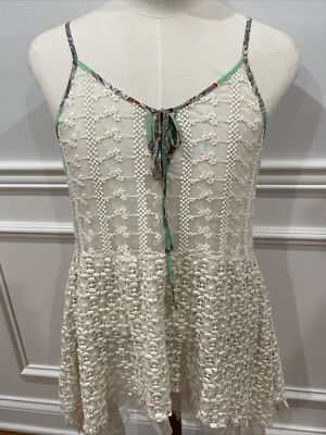 Gimmicks By BKE Lace Tunic Sleeveless Lace Overlay Boho Hippie Chic Women's L
