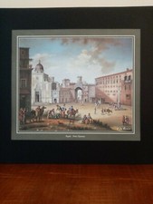 Riproduzione di gouache Napoli - Porta Capuana in passepartout   