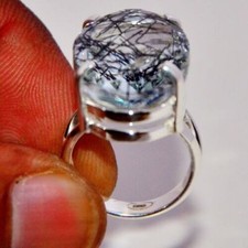 Rutile Quartz Gemstone Ring ,925 Sterling Silver Jewelry ,Handmade Ring