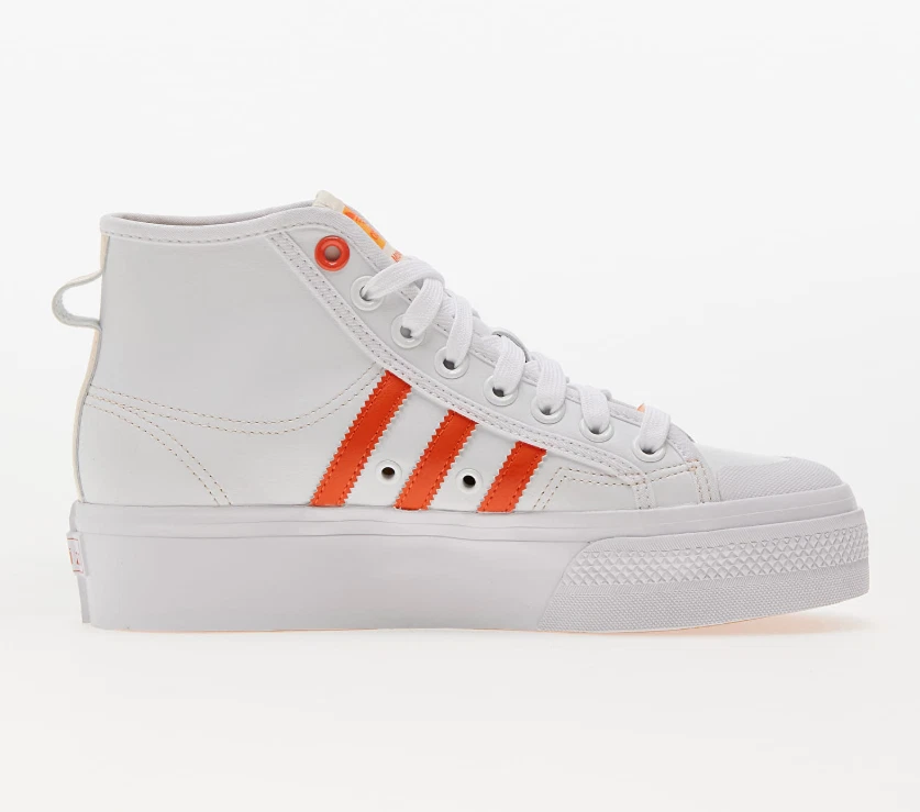 阿迪达斯女式6 M Nizza Platform Mid Her Vegan运动鞋白色Bliss橙色 — 第 2/4 张图片