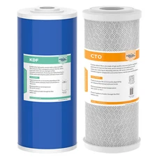 2 Stage 10"x4.5" KDF Carbon Sediment Water Softener Filter Whole House Cartridge