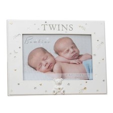 Baby Photo Frame - 6  x 4  - Cream / Unisex - Twins