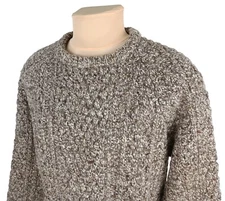 Irish Inspiration Mens Brown Hand Loomed Wool Knit Sweater Jumper Size M/L*